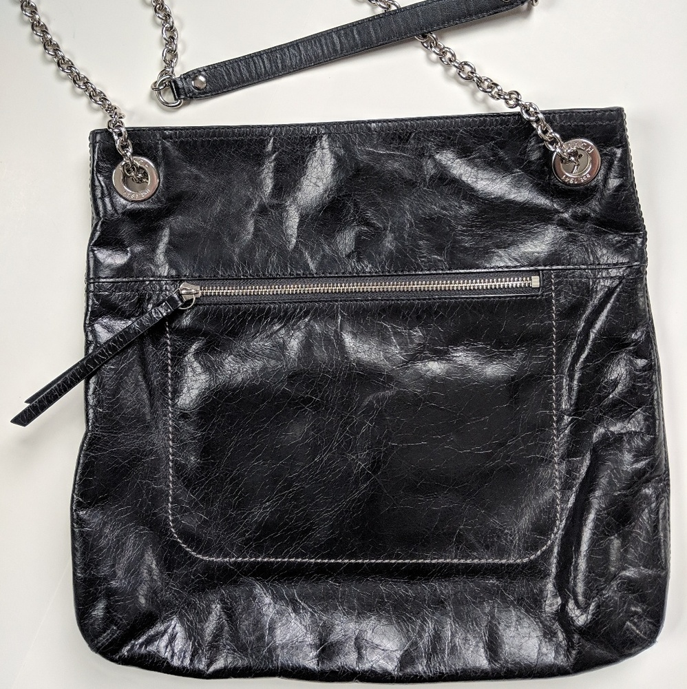 Coach Flat Genuine Leather Bag in Black w Silver